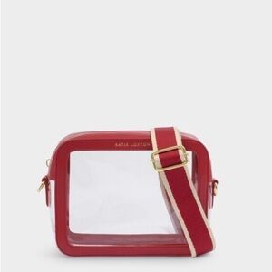 Katie Loxton Red Clear Crossbody Bag with Striped Strap